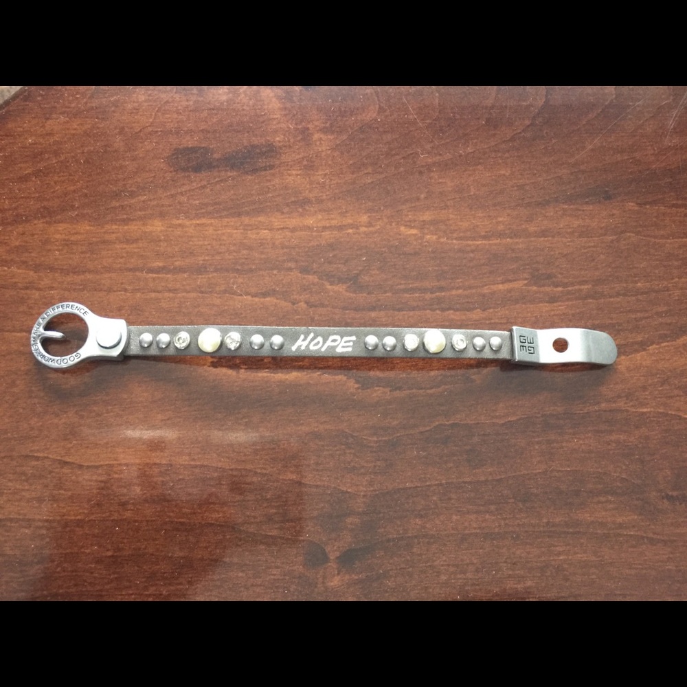 Good Works leather “Hope” bracelet with silver